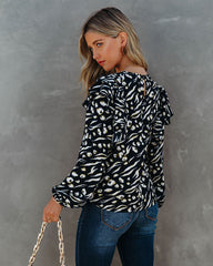 Peacock Printed Ruffle Blouse Oshnow