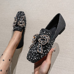 Pearl Bownot Soft Slip-On Flats Oshnow