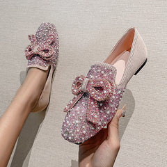 Pearl Bownot Soft Slip-On Flats Oshnow