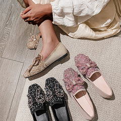 Pearl Bownot Soft Slip-On Flats Oshnow