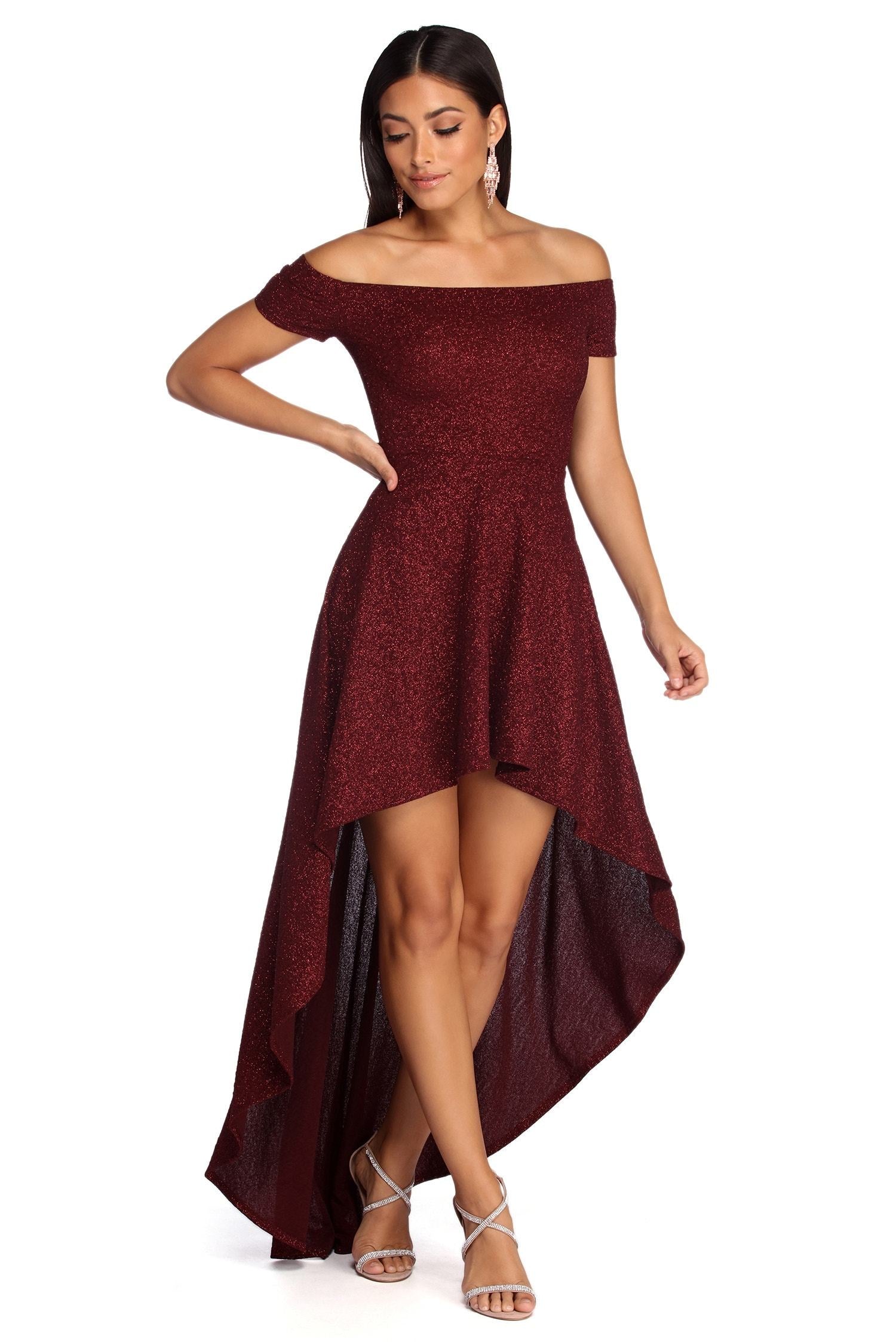 Penelope Glitter Formal High Low Dress Oshnow