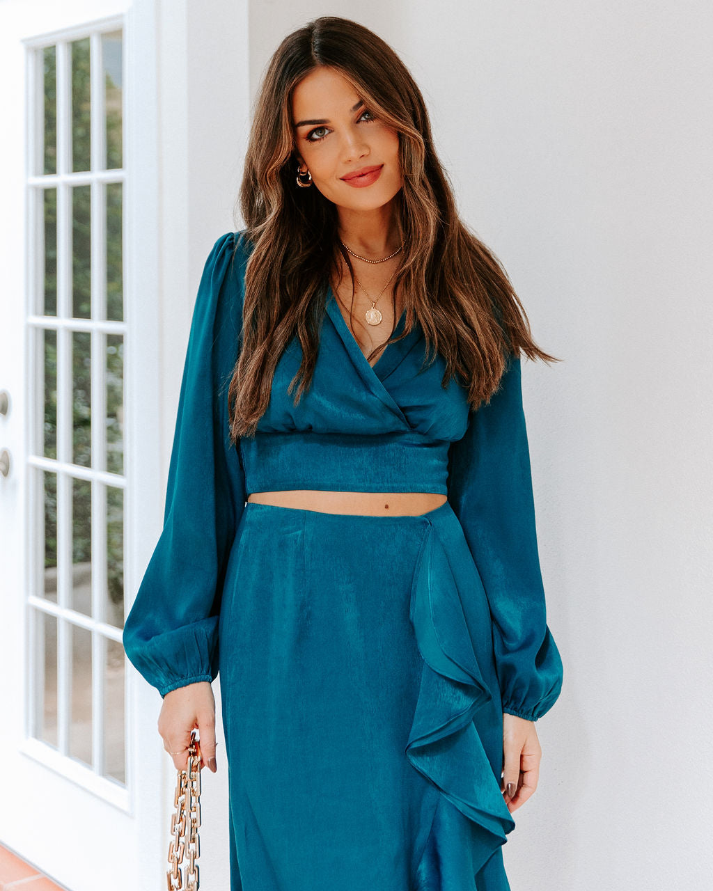 Penthouse Satin Crop Drape Blouse Oshnow