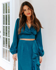 Penthouse Satin Crop Drape Blouse Oshnow