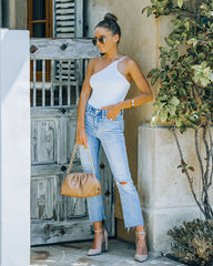 Peoria One Shoulder Knit Bodysuit - White Oshnow