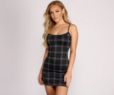 Perfect Look In Plaid Knit Mini Dress Oshnow