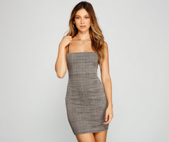 Perfect Style Plaid Mini Dress Oshnow
