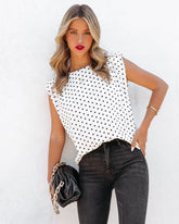 Perfection Padded Polka Dot Blouse Oshnow
