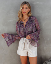 Persephone Paisley Bell Sleeve Blouse Oshnow