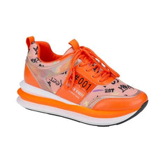 Personalized Graffiti Stitching Orange Sneakers Oshnow