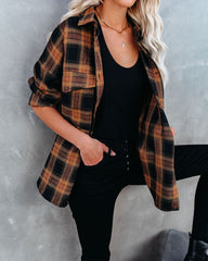 Petaluma Cotton Blend Plaid Button Down Top Oshnow