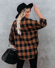 Petaluma Cotton Blend Plaid Button Down Top Oshnow