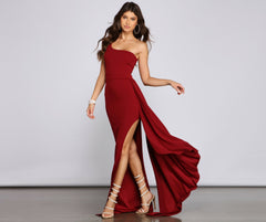 Peyton One Shoulder Crepe Dress Oshnow