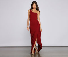 Peyton One Shoulder Crepe Dress Oshnow