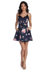 Pia Satin Floral Party Dress Oshnow