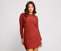 Picture Perfect Open Back Ruched Mini Dress Oshnow