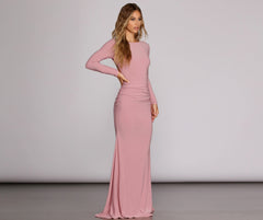 Piper Ruched Open Back Gown Oshnow