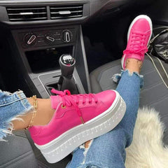Platform Artificial Pu Lace-Up Casual Shoes Oshnow