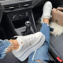 Platform Artificial Pu Lace-Up Casual Shoes Oshnow