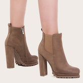 Platform Chelsea Ankle Boots Side Zipper Chunky High Heel Booties Oshnow