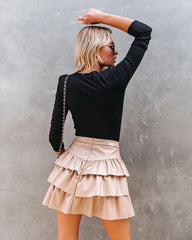 Plunge Long Sleeve Padded Bodysuit - Black Oshnow