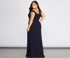 Plus Adelina Formal Halter Crepe Dress Oshnow