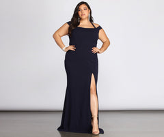 Plus Adelina Formal Halter Crepe Dress Oshnow