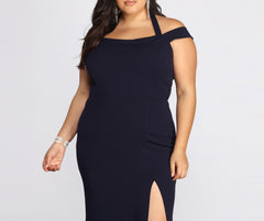 Plus Adelina Formal Halter Crepe Dress Oshnow