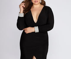 Plus Athena Formal Asymmetrical Pearl Dress Oshnow