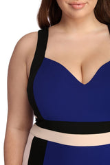 Plus Color Block Midi Dress Oshnow