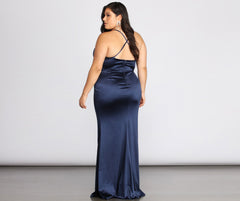 Plus Elin Satin Evening Dress Oshnow