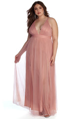 Plus Elisabeth Pleated Tulle Formal Dress Oshnow