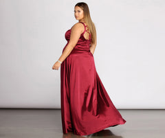 Plus Eve Double Slit Formal Dress Oshnow