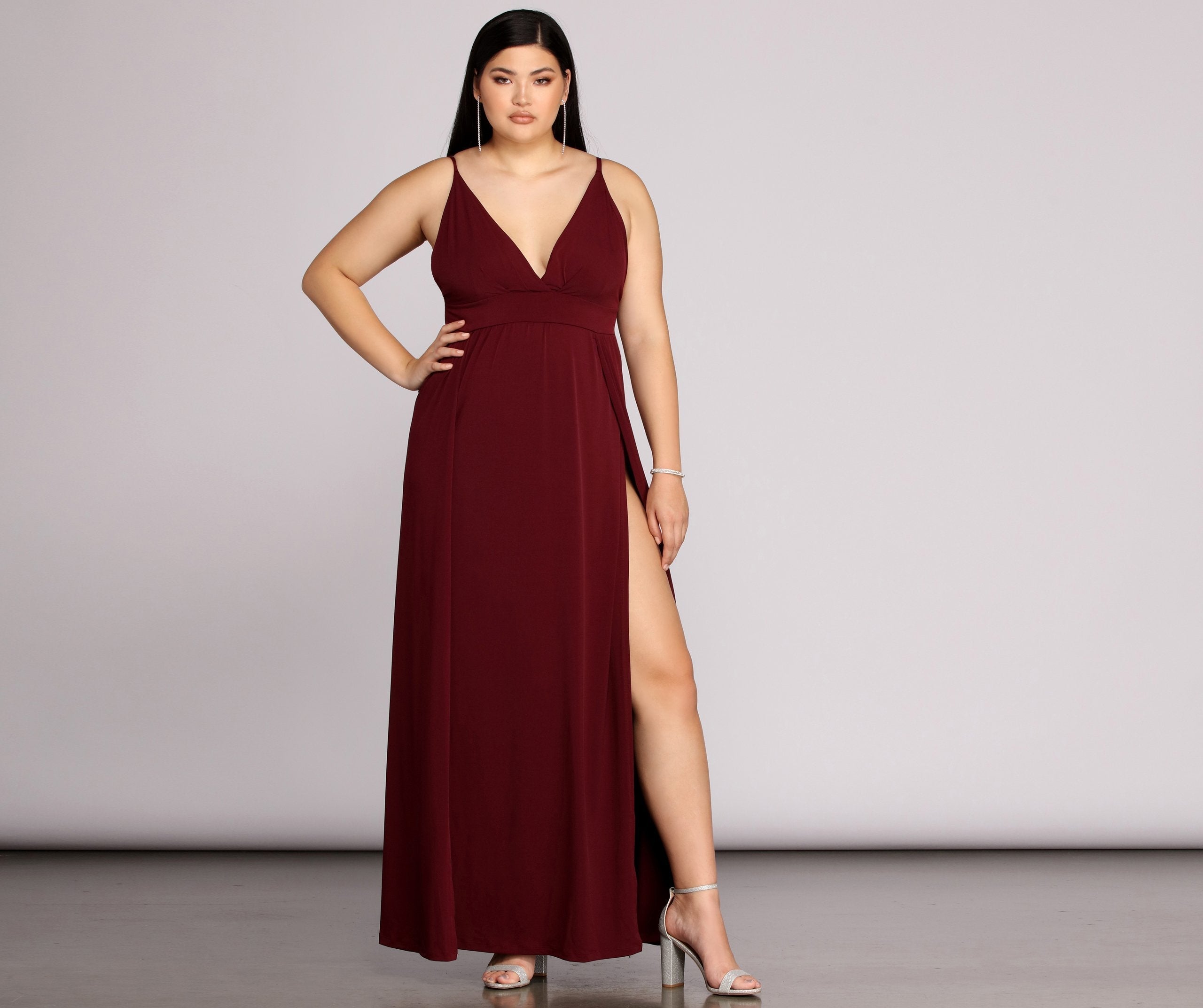 Plus Galilea Formal High Slit Dress Oshnow