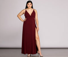 Plus Galilea Formal High Slit Dress Oshnow