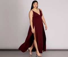 Plus Galilea Formal High Slit Dress Oshnow