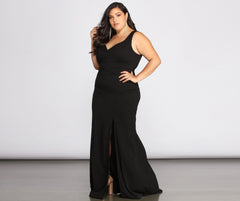 Plus Kaitlyn Formal High Slit Dress Oshnow
