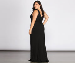 Plus Kaitlyn Formal High Slit Dress Oshnow
