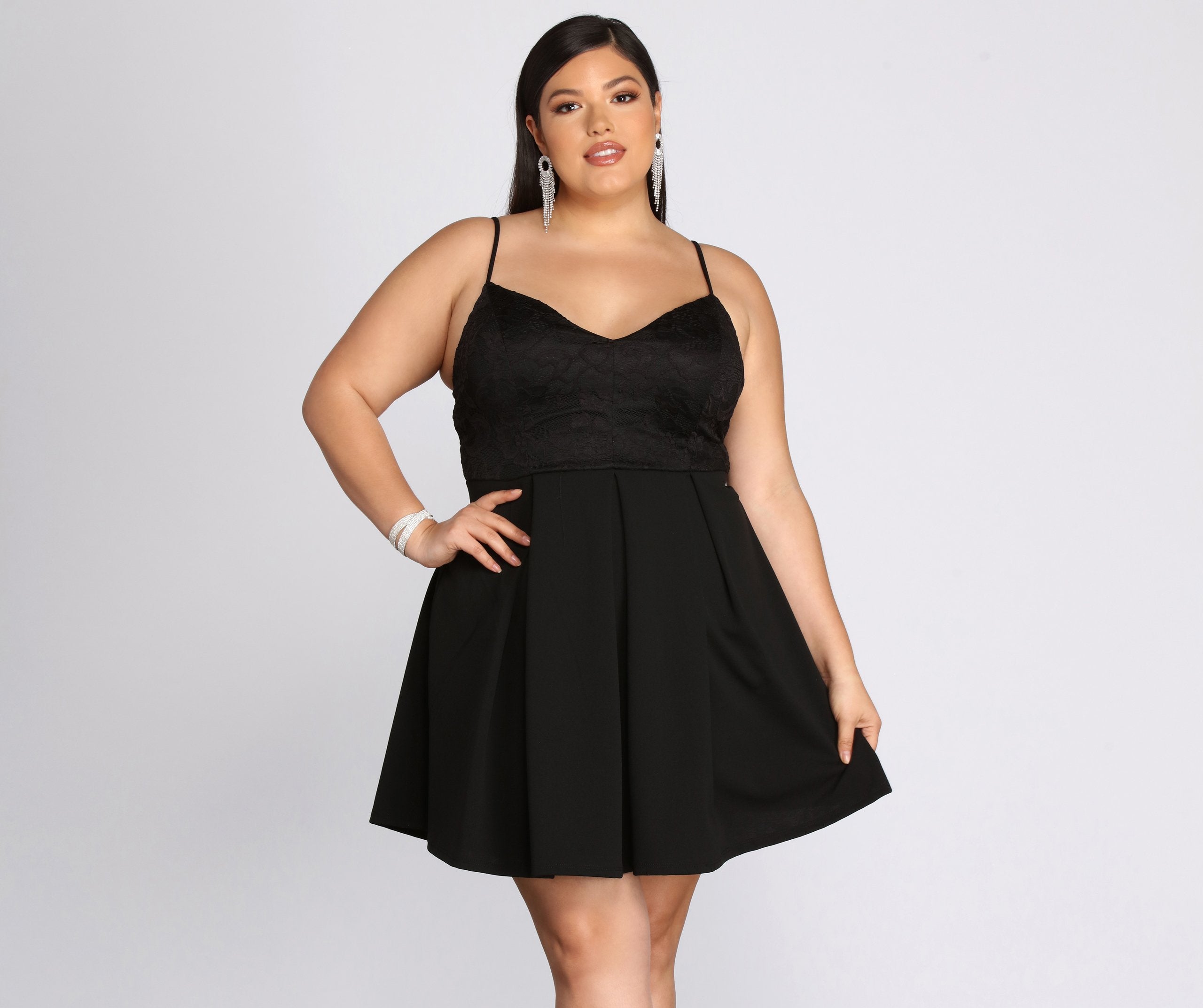 Plus Lace Appeal Skater Dress Oshnow