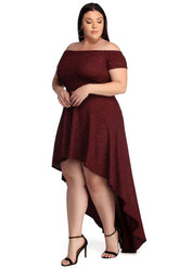 Plus Penelope Glitter Formal High Low Dress Oshnow