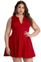 Plus Pretty And Pleated Skater Dress Oshnow