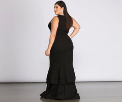 Plus Sandra Glitter Ruffle Dress Oshnow