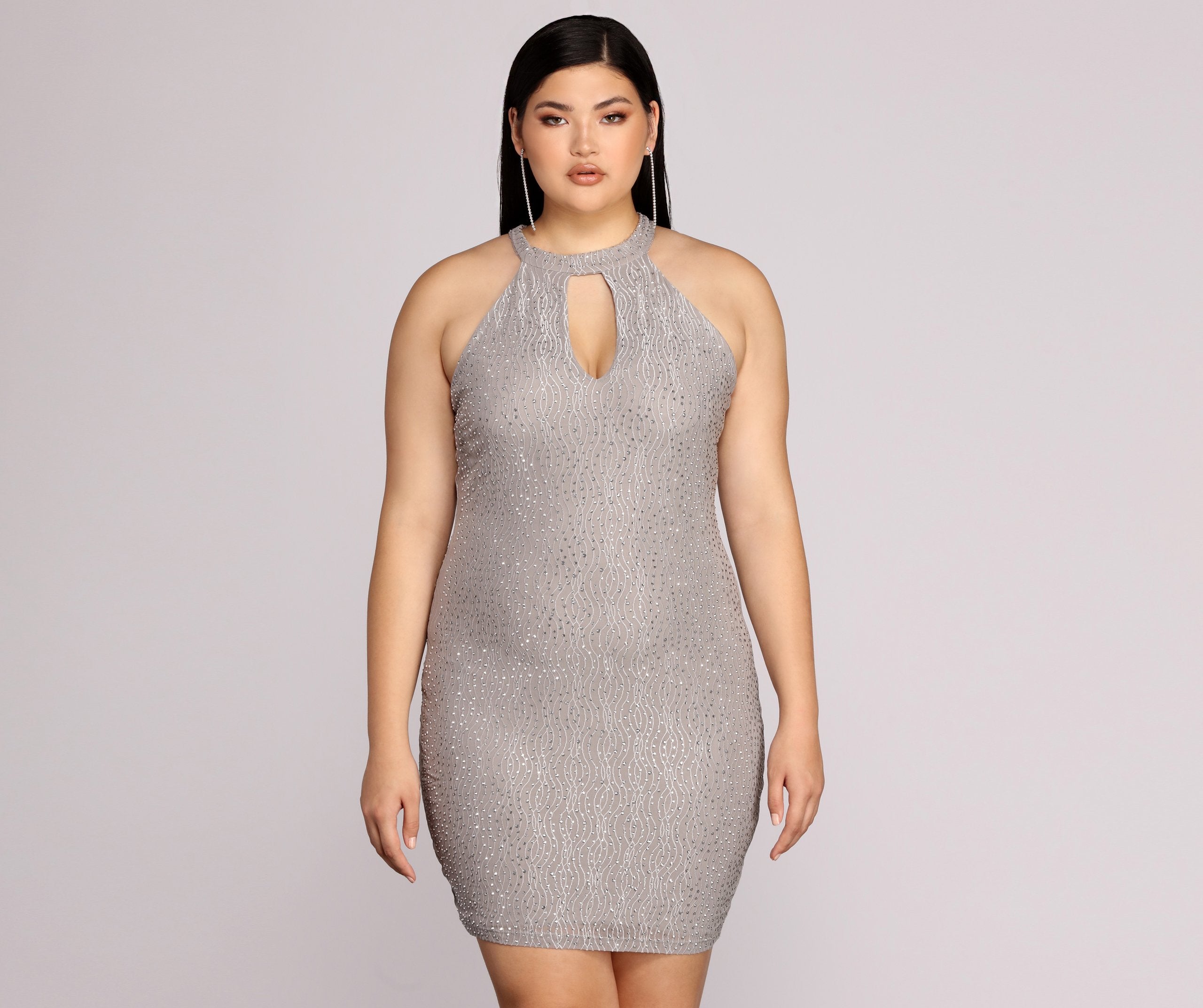 Plus Stunning In Silver Formal Dress Oshnow