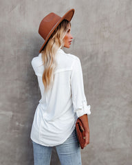 Pomona Button Down Knit Top - Ivory Oshnow