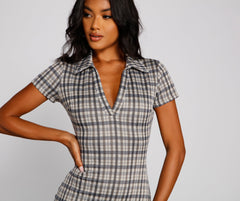 Preppy Trendsetter Plaid Mini Dress Oshnow