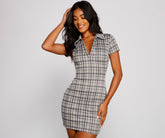 Preppy Trendsetter Plaid Mini Dress Oshnow