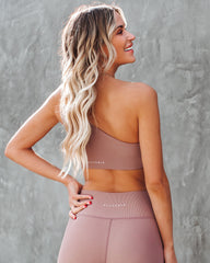 Press One Shoulder Ribbed Sports Bra - Latte Oshnow