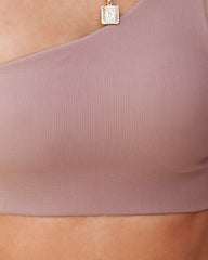 Press One Shoulder Ribbed Sports Bra - Latte Oshnow