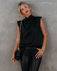 Prestige Satin Cowl Neck Blouse - Black Oshnow
