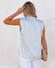 Prestige Satin Cowl Neck Blouse - Blue Oshnow