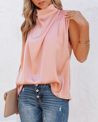 Prestige Satin Cowl Neck Blouse - Peach Oshnow